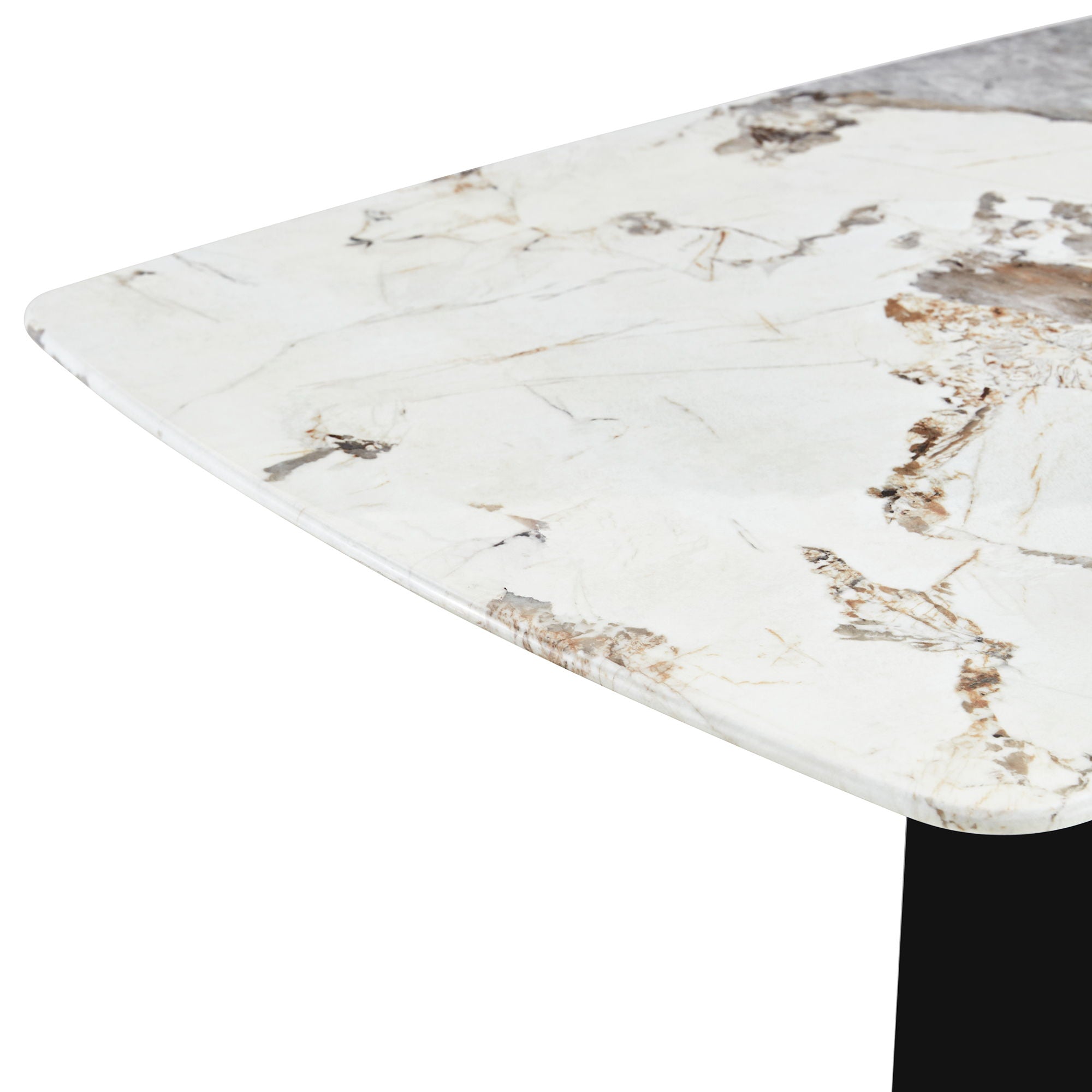 Rectangular Marble Dining Table, Luxurious Dining Room Table With Faux Marble Top And U-Shape MDF Base, Modern Kitchen Dining Table For Kitchen Living Dining Room - White / Black