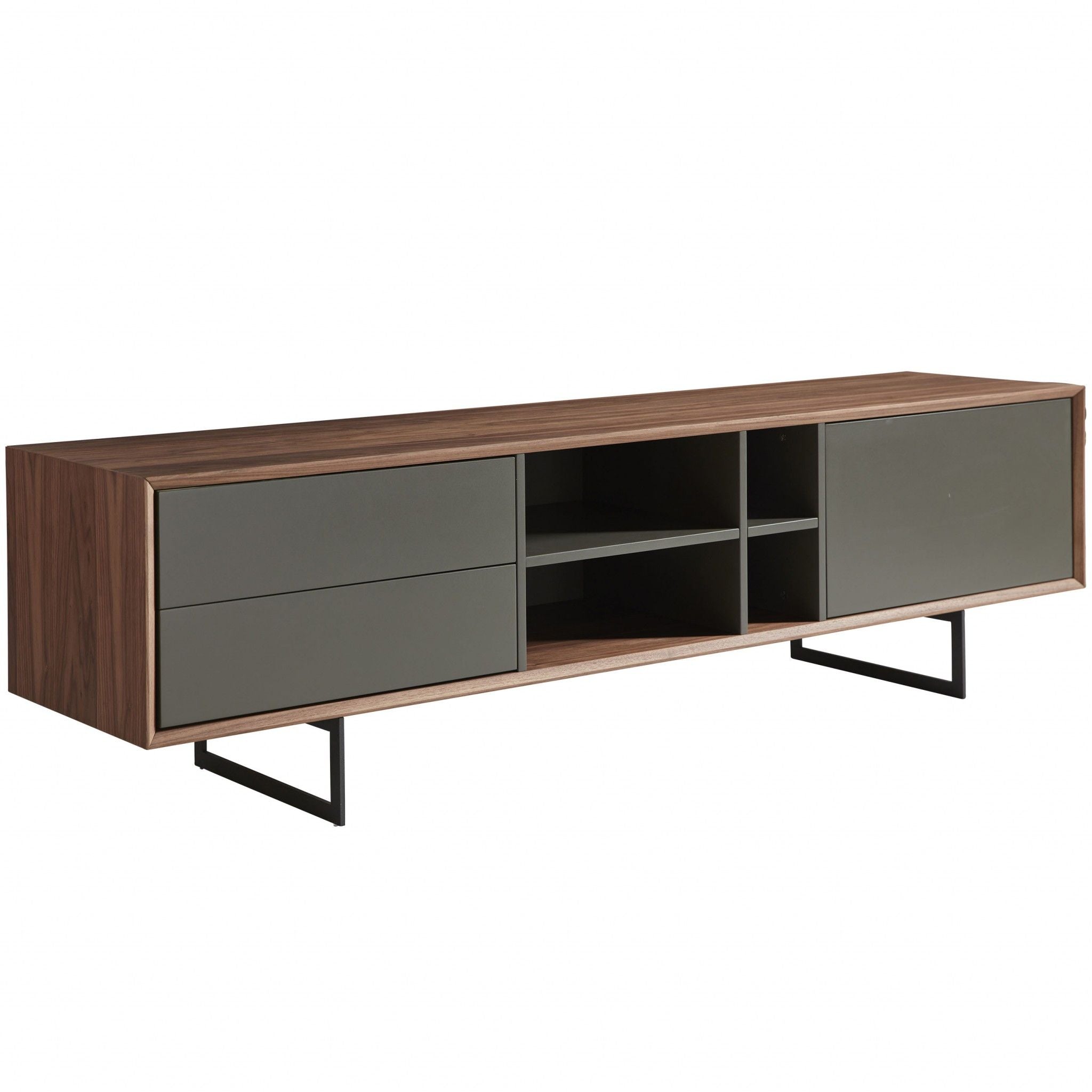 Media TV Stand In Walnut - Dark Gray