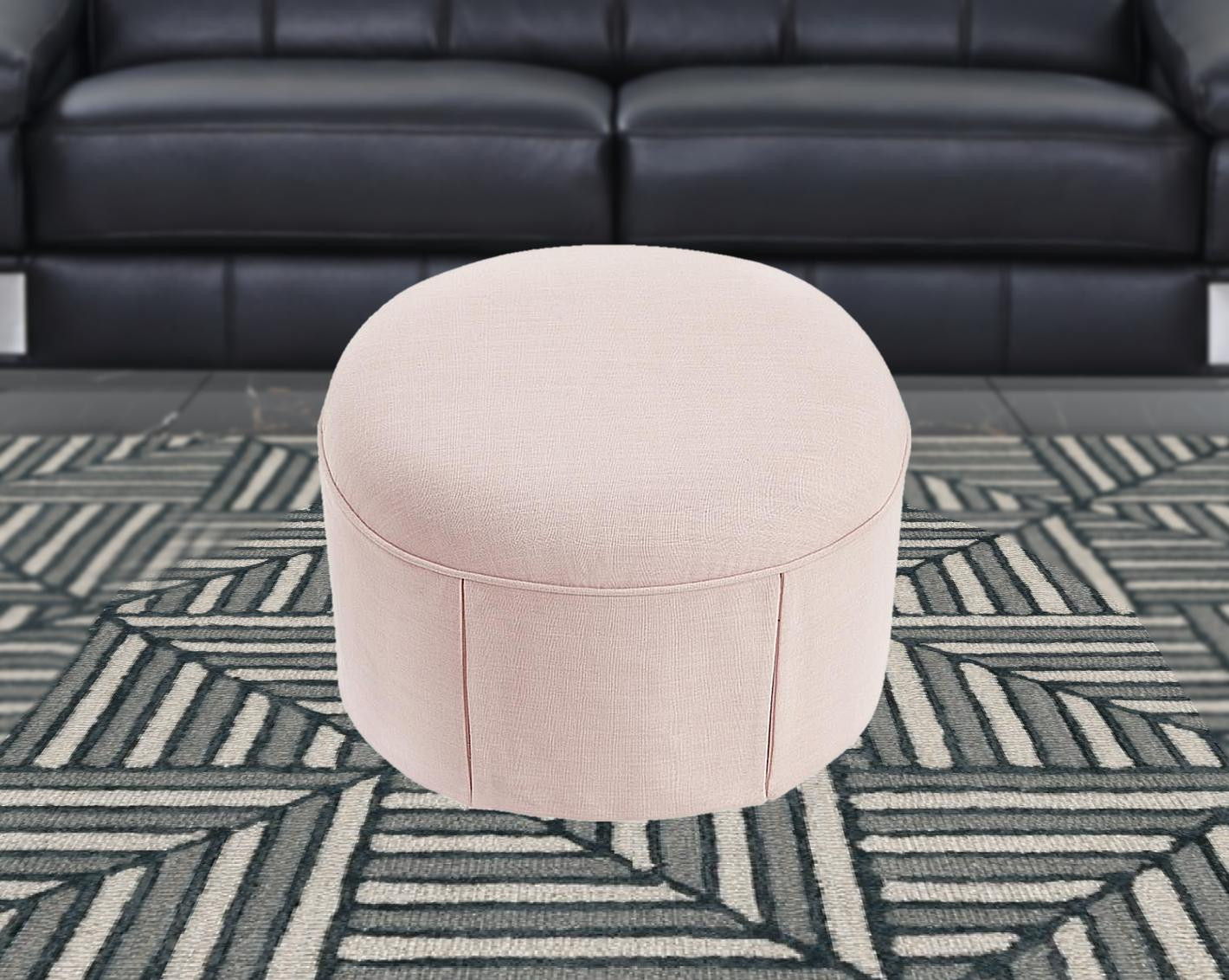 Linen Oval Ottoman - Light Pink