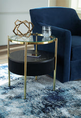 Nedman - Black / Gold Finish - Accent Table With Speaker by Signature Design by Ashley® | Bel Furniture