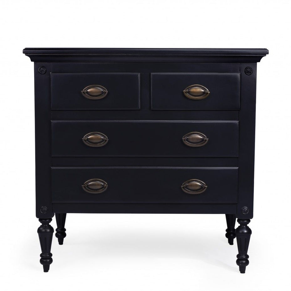 Solid Wood Four Drawer Gentlemans Chest - Black