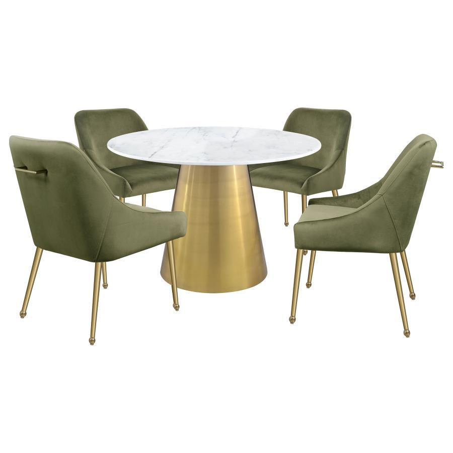 Ambrose - Round Marble Top Dining Table - Brushed Gold