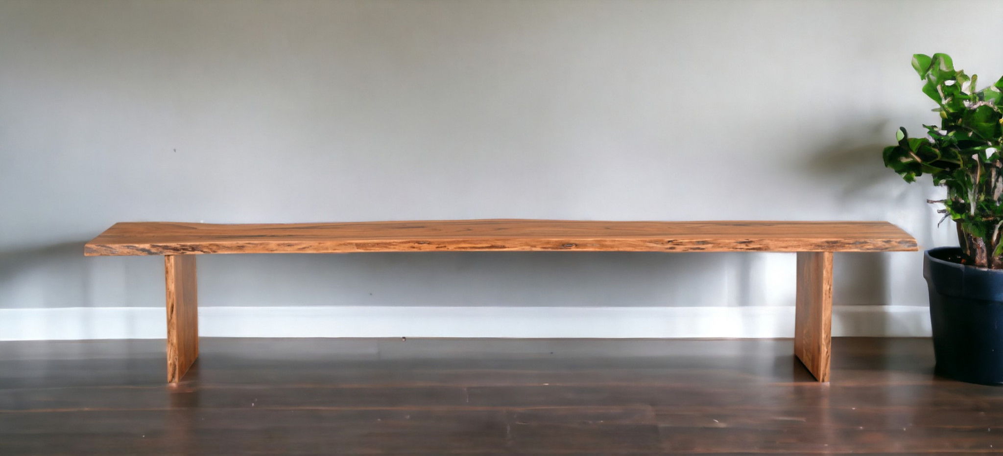 Live Edge Solid Dining Bench - Brown