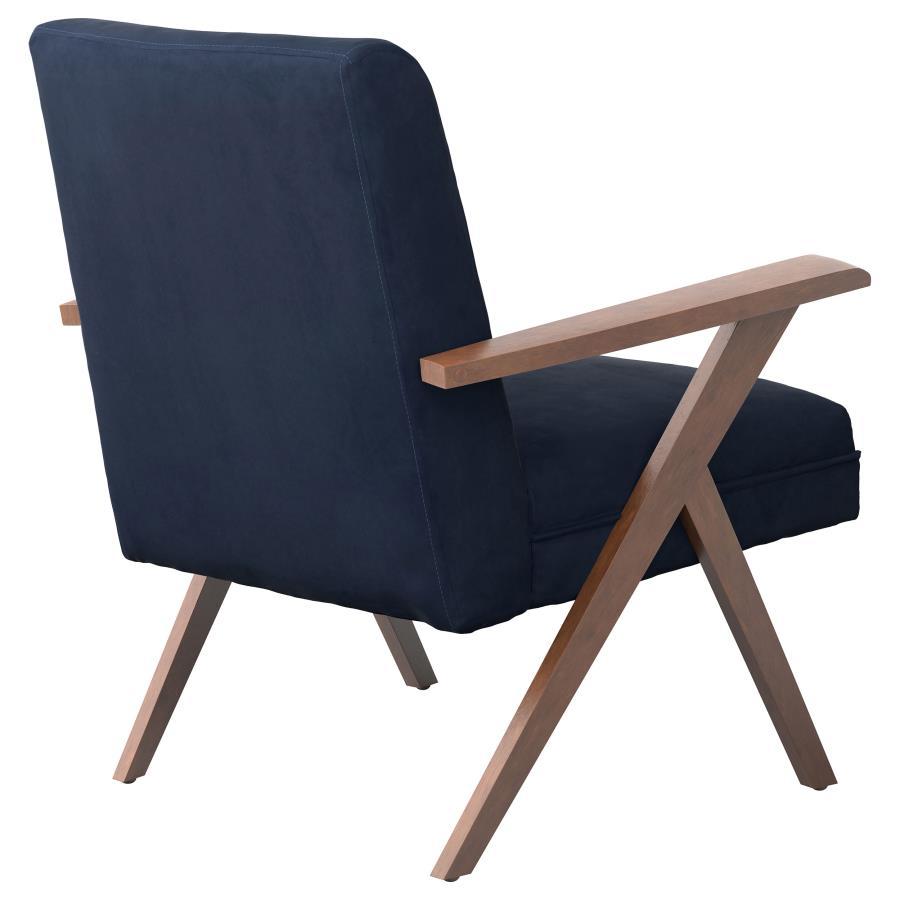 Cheryl - Upholstered Wood Arm Accent Chair - Dark Blue