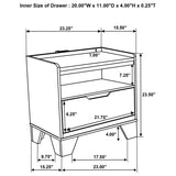 Henderson - 1-Drawer LED Nightstand Bedside Table - Medium Oak