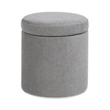 Brandy - Round Upholstered Storage Ottoman With Leather Accent by Jennifer Taylor Home | Bel Furniture