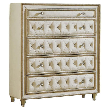 Antonella - 5-Drawer Bedroom Chest Beige by CoasterElevations | Bel Furniture