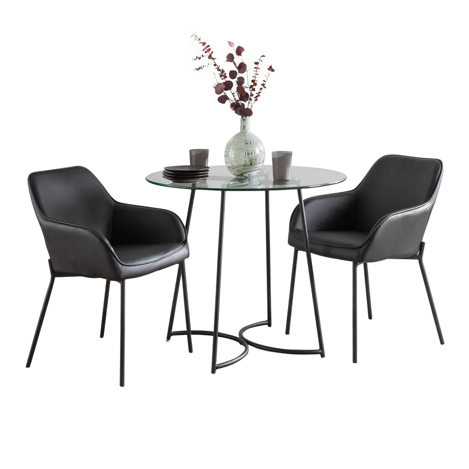 Cece Daniella - 3 Piece Contemporary Dining Set - Black / Clear / Black