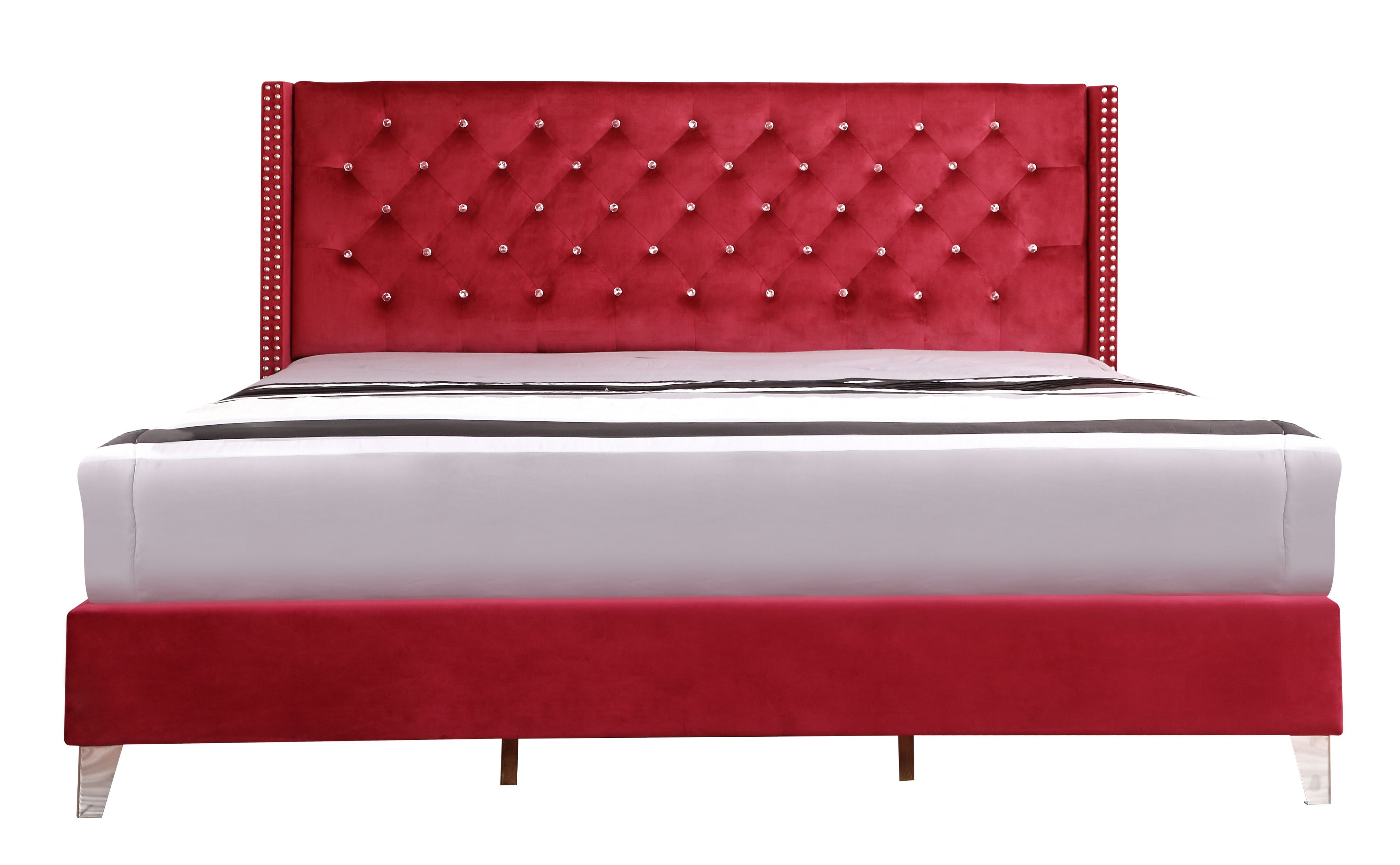 Julie - Upholstered Bed With Faux Diamonds