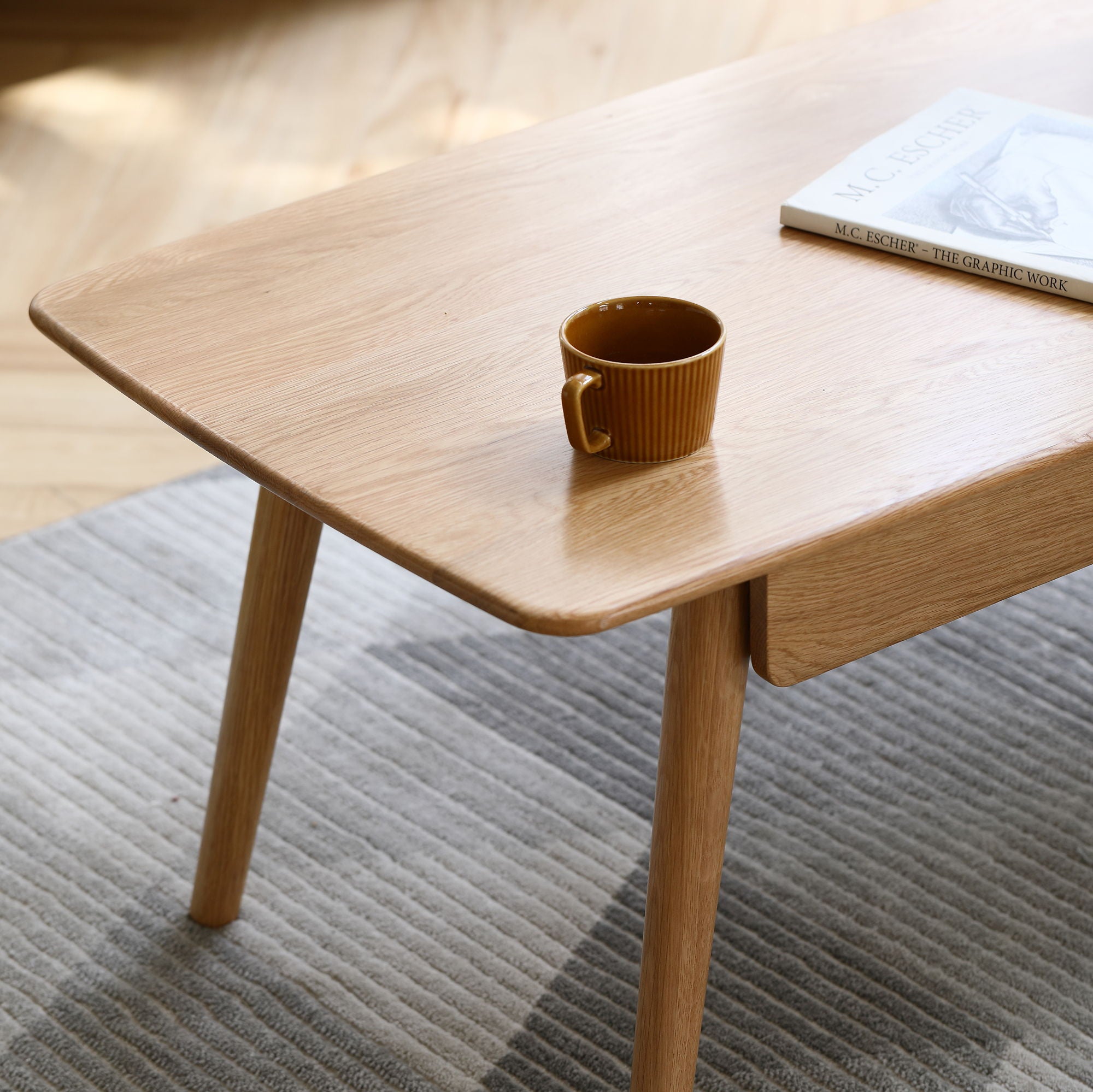 Low Table, Coffee Table With Storage Shelf - Natural