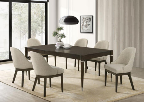 Reseda - Rectangular Dining Set Dark Brown 7 Pc. Table, 6 Chairs by Coaster Fine Furniture | Bel Furniture