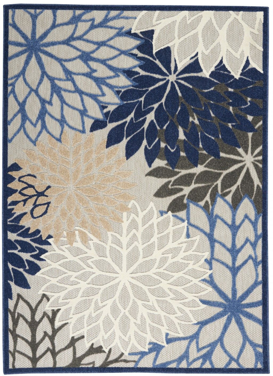 5' X 8' Outdoor & Indoor Area Rug - Blue / Gray