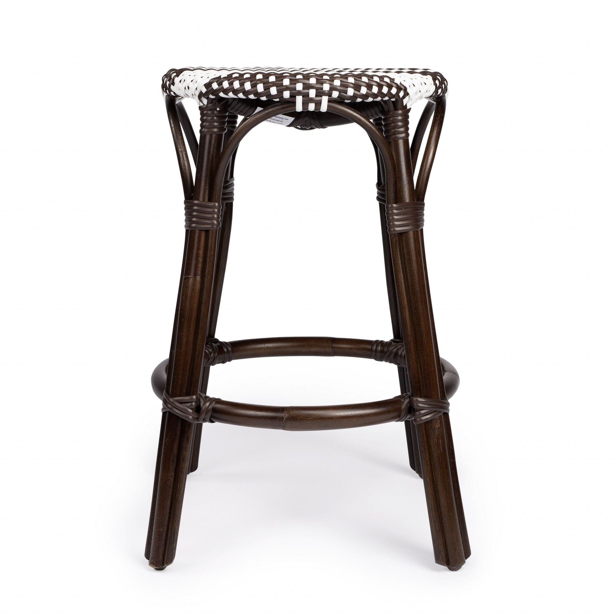 Rattan Backless Counter Height Bar Chair - Dark Brown / White