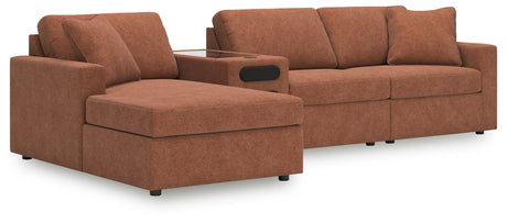 Modmax - Spice - Sectional Light Brown 4 Pc. Sectional With Laf Corner Chaise And Audio Console by Signature Design by Ashley® | Bel Furniture