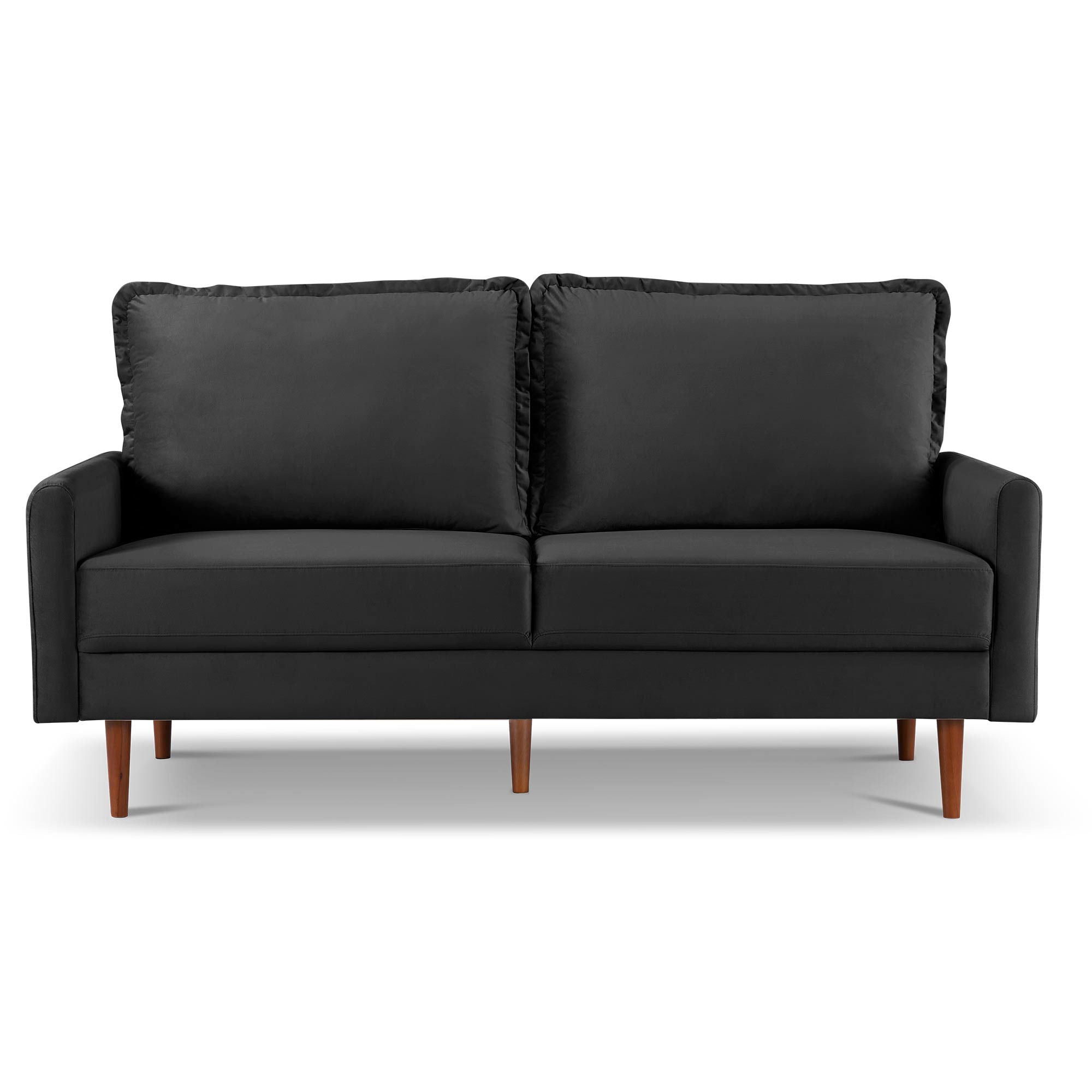 Sofa Velvet With Dark Brown Legs - Black