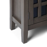 Bedford - Low Storage Media Cabinet - Farmhouse Gray by Simpli-Home | Bel Furniture