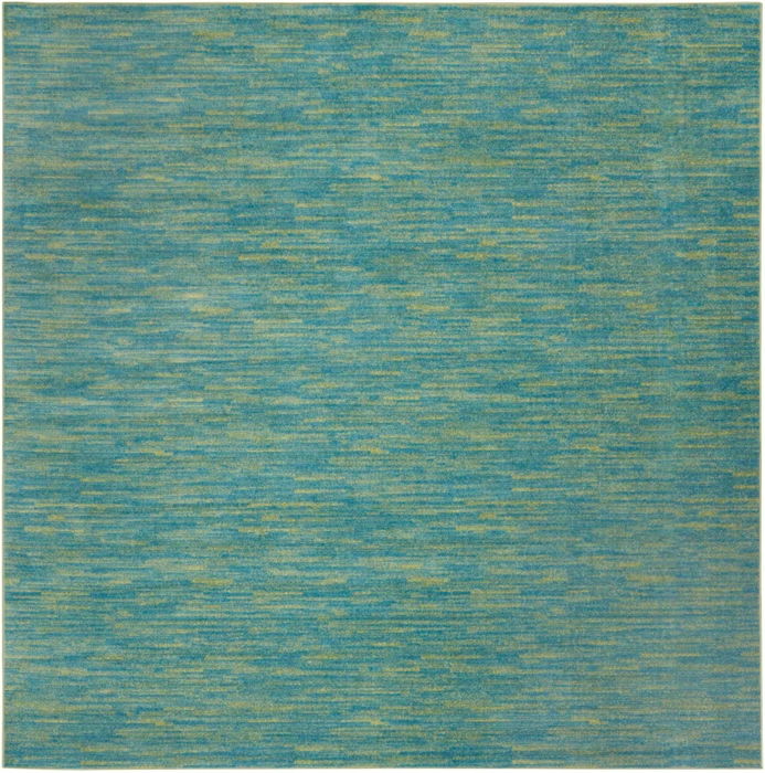 9' X 9' Square Striped Non Skid Indoor / Outdoor Area Rug - Blue / Green