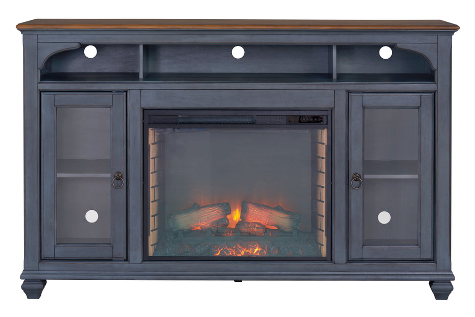 Americana - 66 In Fireplace TV Stand For TVs Up To 80" - Blue