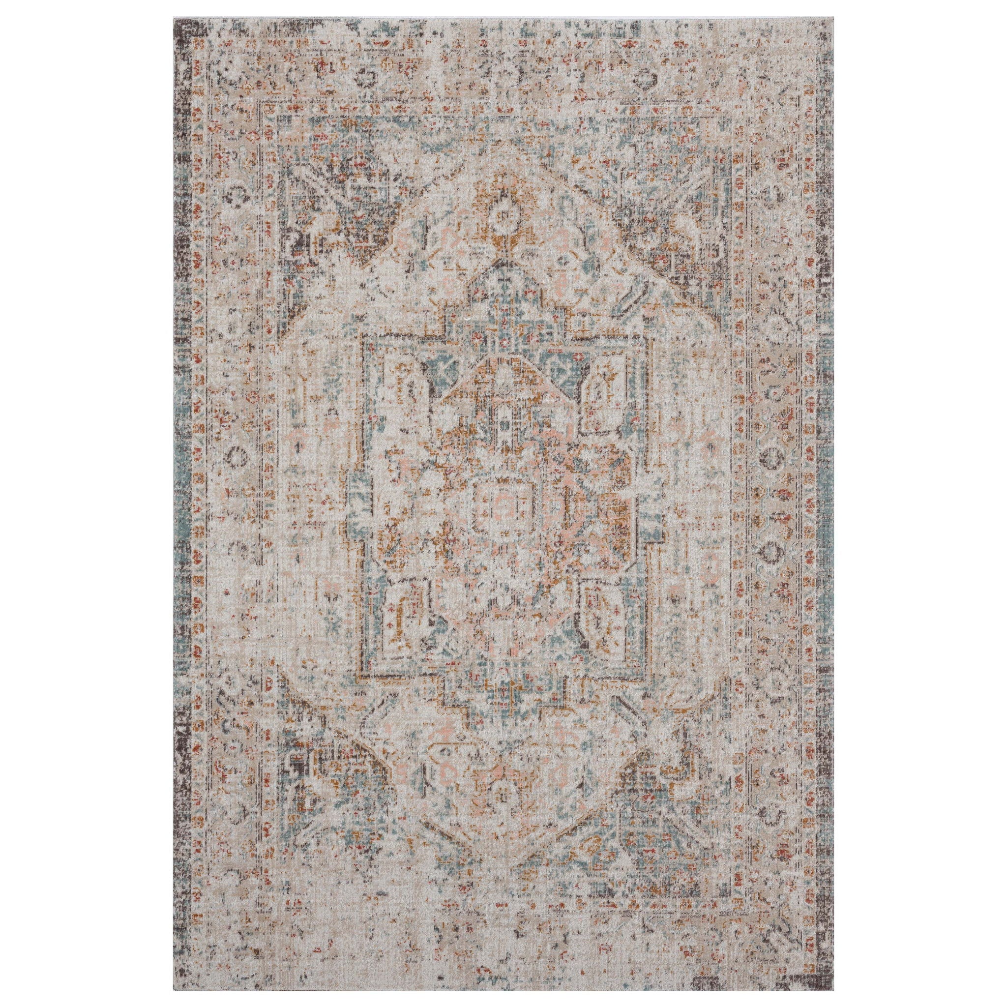 5' X 8' Abstract Stain Resistant Indoor / Outdoor Area Rug - Beige