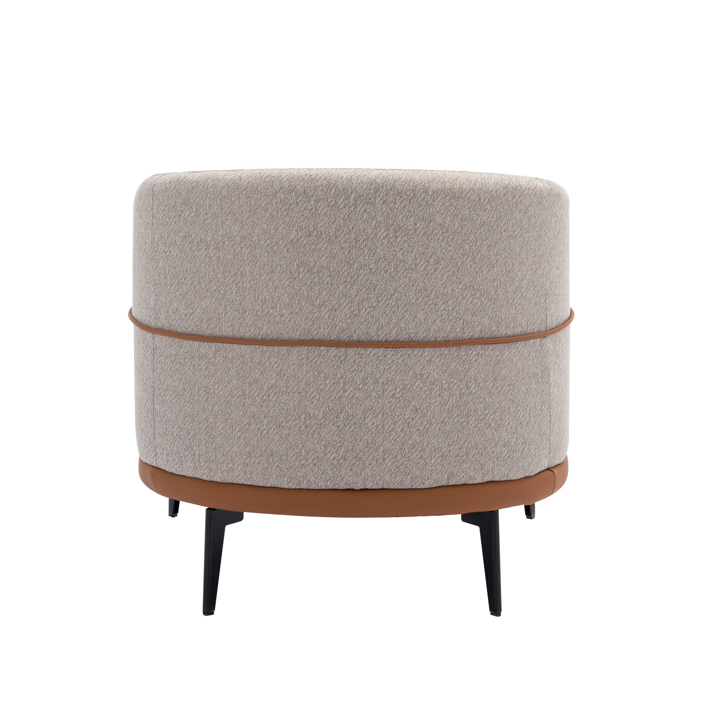 Modern Two-Tone Barrel Chair, Upholstered Round Armchair For Living Room Bedroom Reading Room