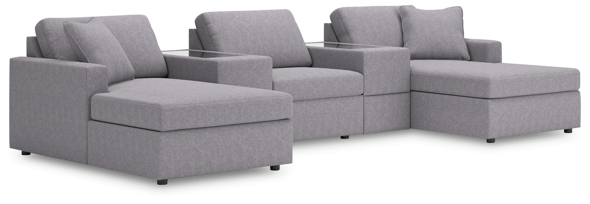 Modmax - Granite - Sectional Gray 5 Pc. Pit Sectional With Storage Consoles by Signature Design by Ashley® | Bel Furniture