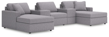 Modmax - Granite - Sectional Gray 5 Pc. Pit Sectional With Storage Consoles by Signature Design by Ashley® | Bel Furniture