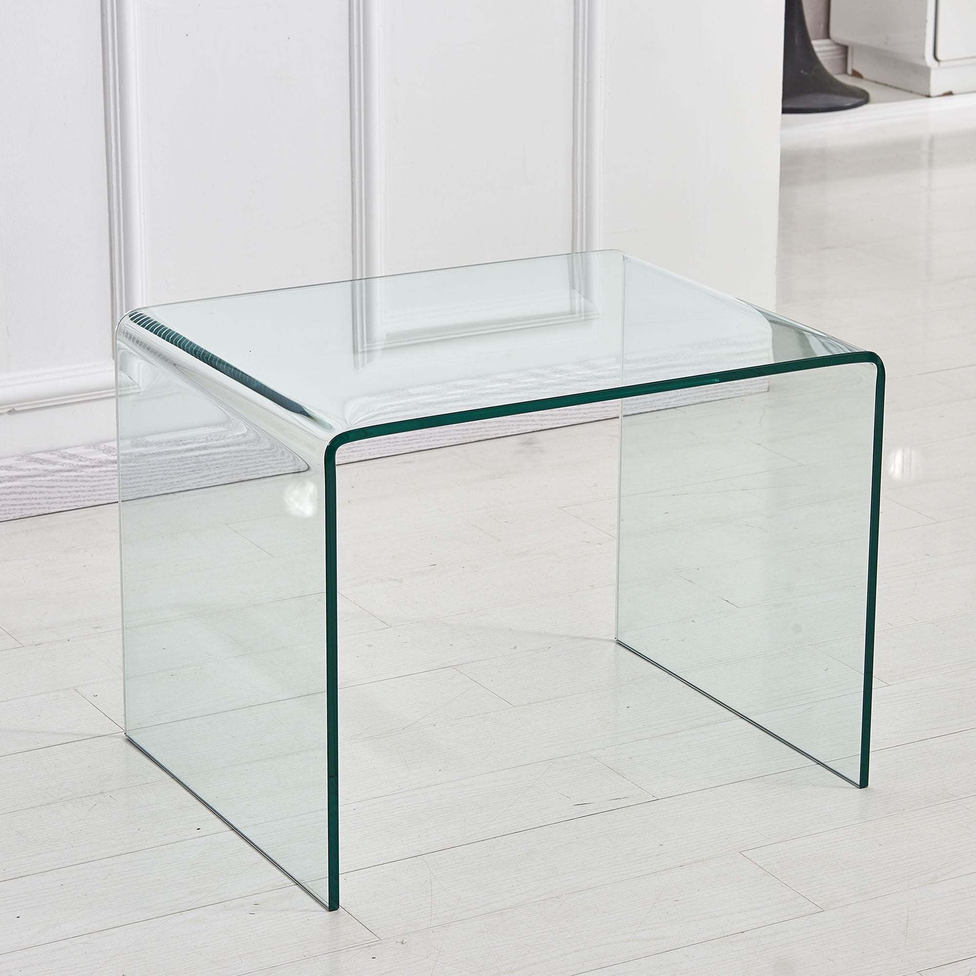 Small Clear Glass Side & End Table, Tempered Glass End Table Small Coffee Table - Transparent