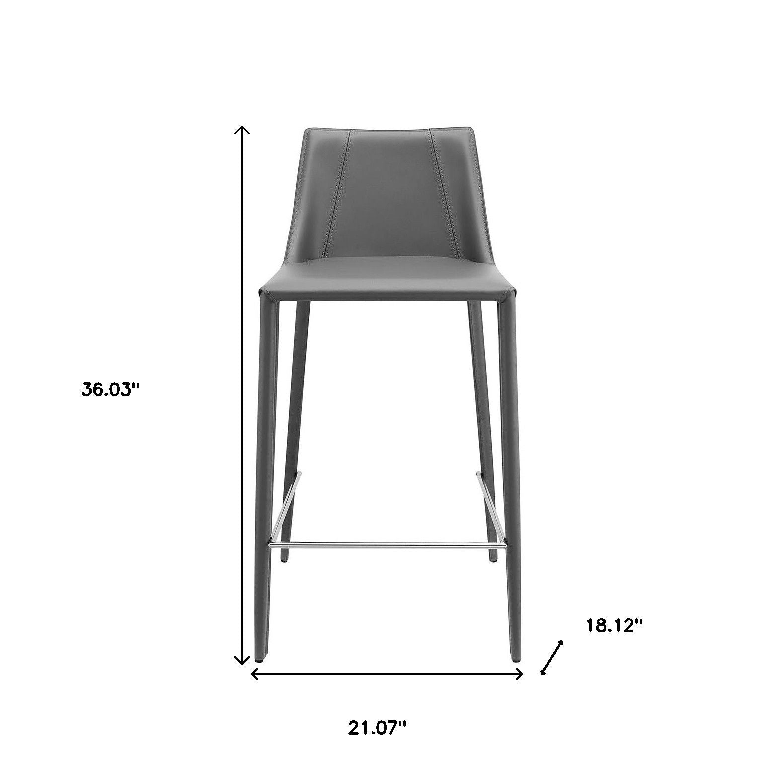 Steel Low Back Counter Height Bar Chair - Gray