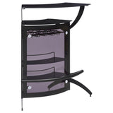 Dallas - 2-Shelf Curved Freestanding Home Bar Cabinet Black by CoasterEssence | Bel Furniture