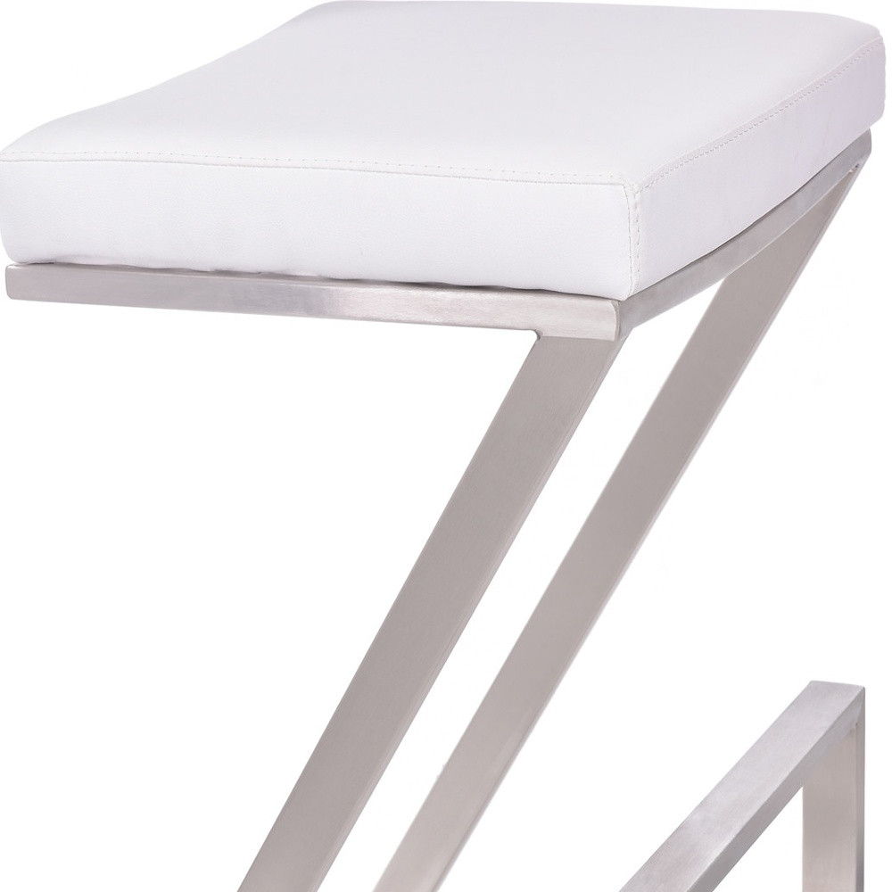 Iron Backless Counter Height Bar Chair - White / Silver