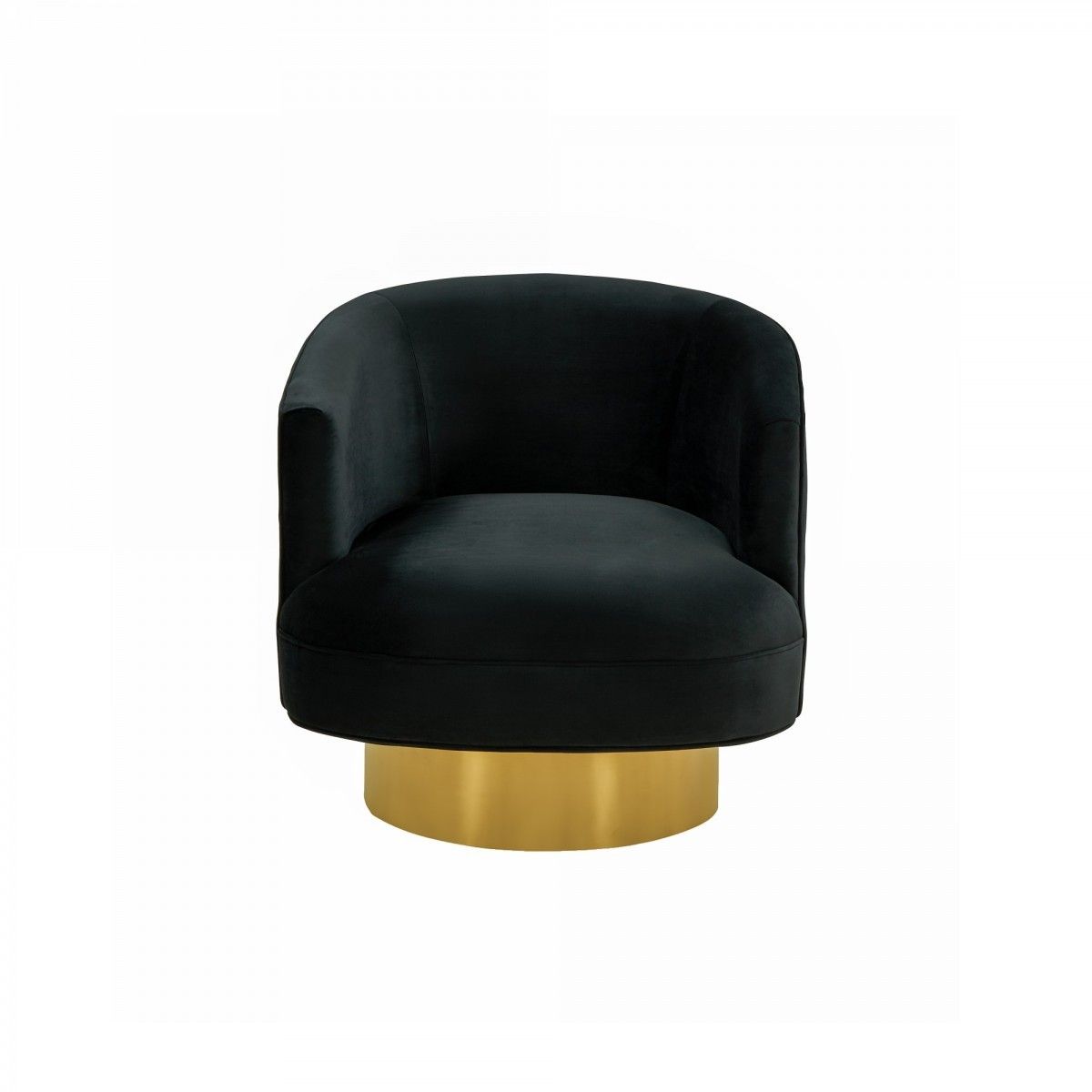 Velvet Barrel Chair - Black / Gold