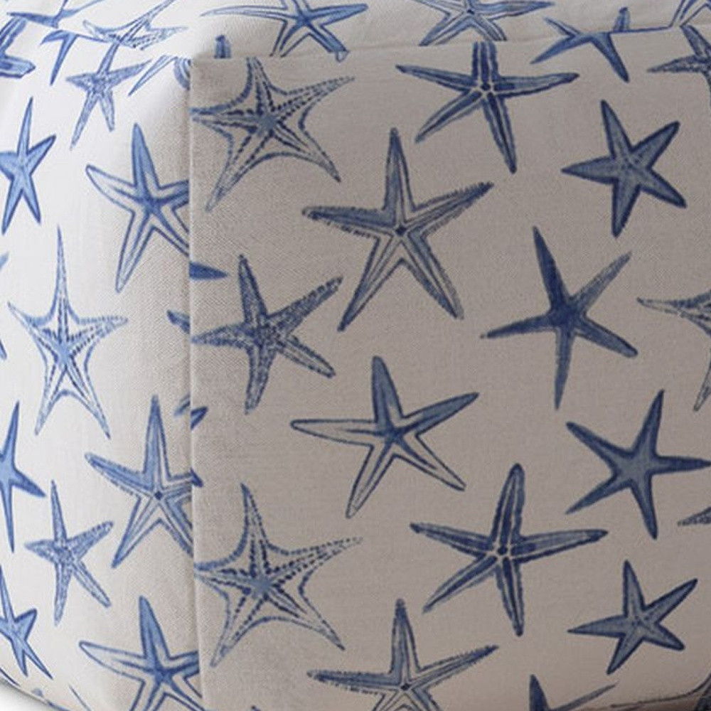 Canvas Abstract Pouf Cover - Blue / White