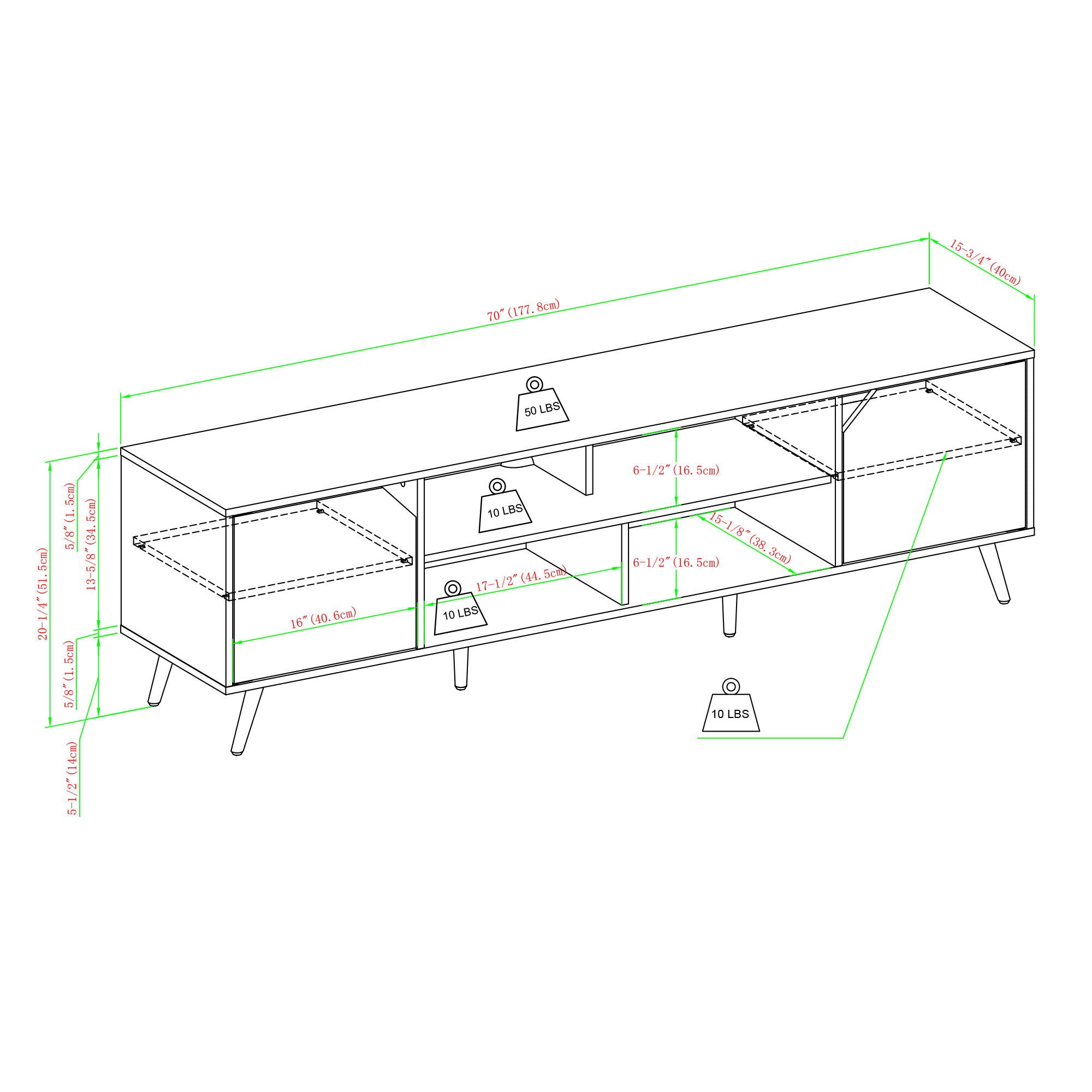 Contemporary 2 Door Minimalist TV Stand