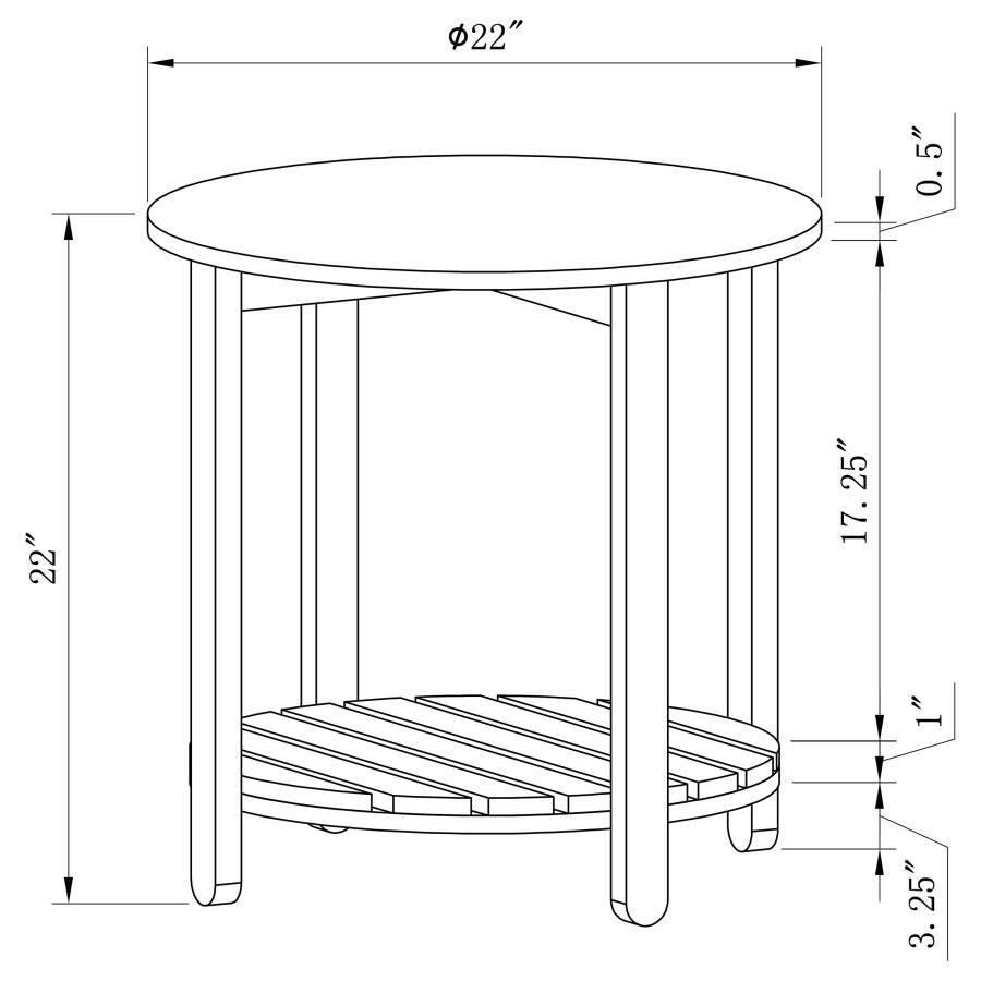 Fowler - 1 Shelf Round Engineered Wood Table