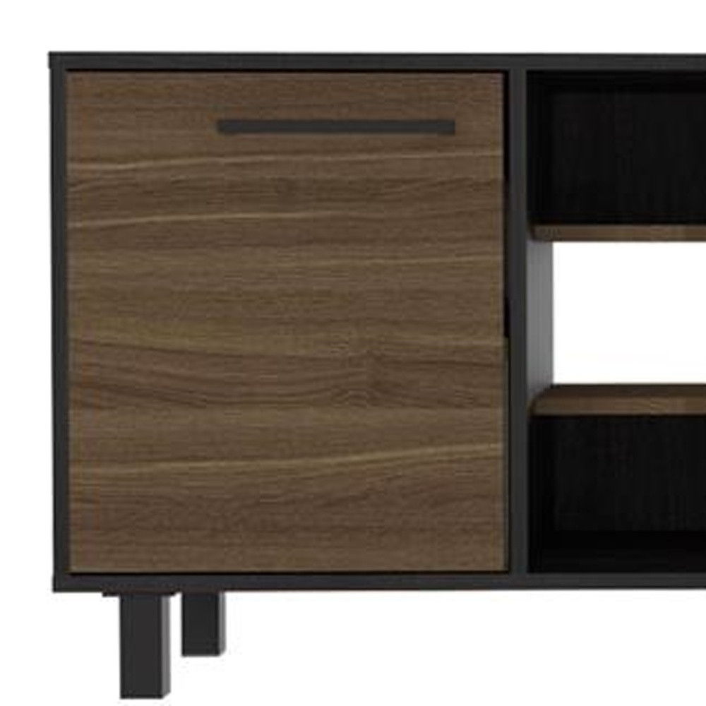 Particle Board Open Shelving TV Stand - Brown / Black