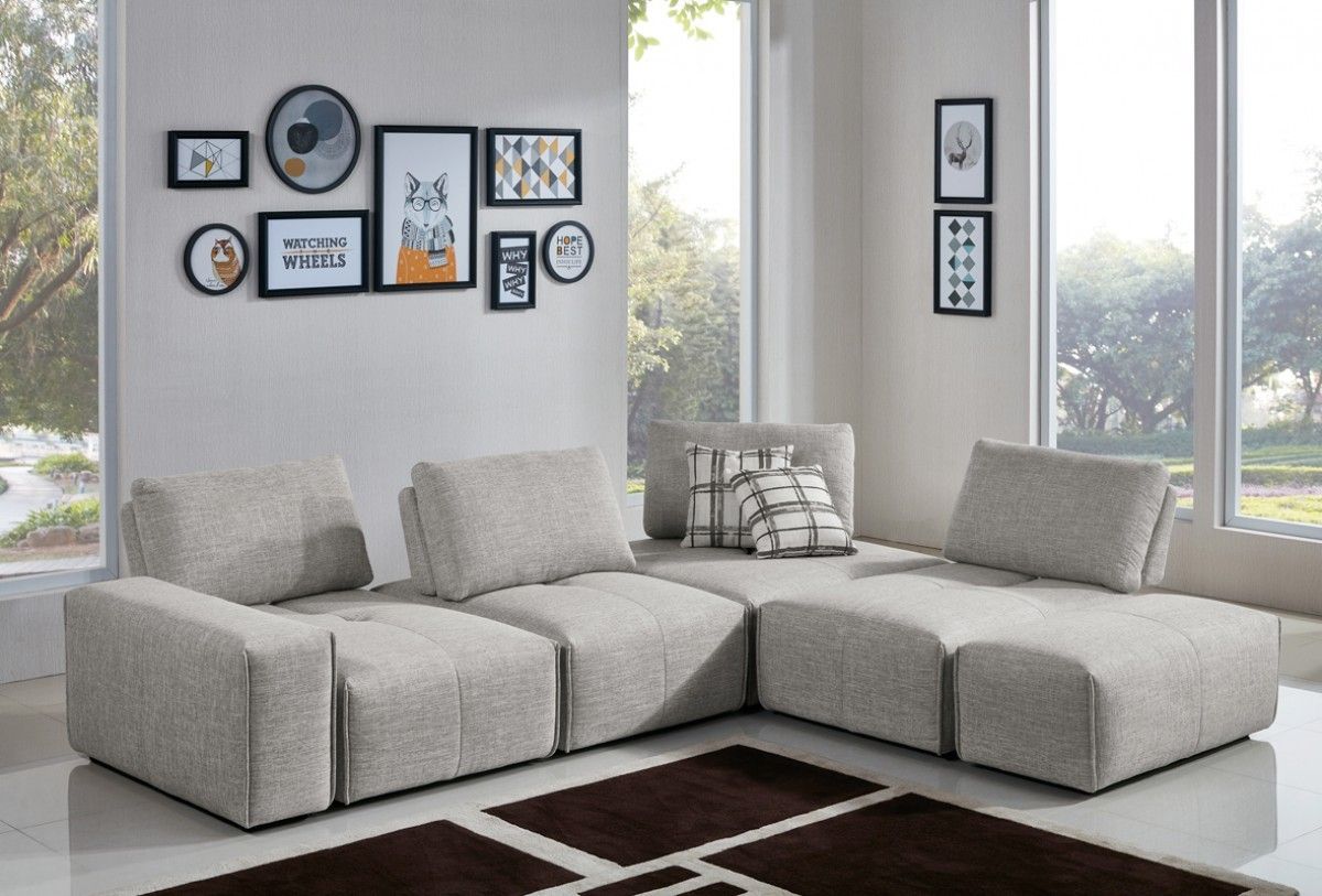 Modular L Shaped Six Piece Corner Sectional - Gray