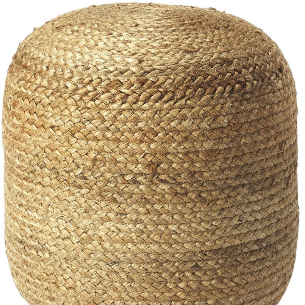 Jute Round Pouf Ottoman - Light Brown