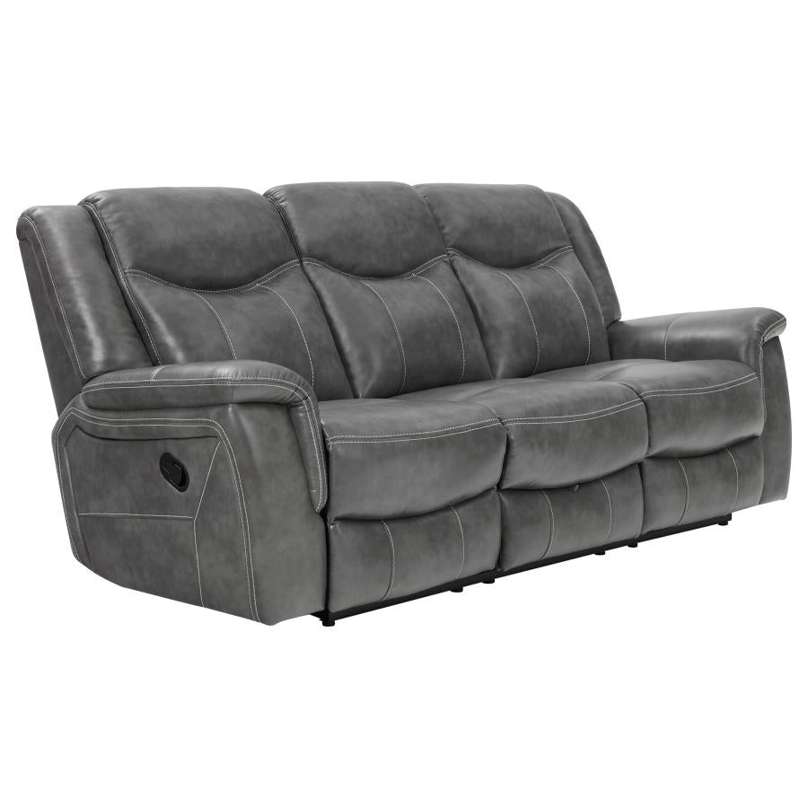Conrad Upholstered Padded Arm Motion Sofa Gray