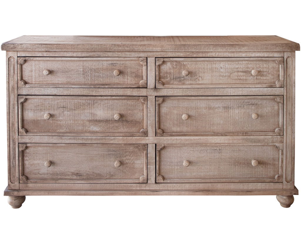 Solid 6 Drawer Double Dresser - Natural