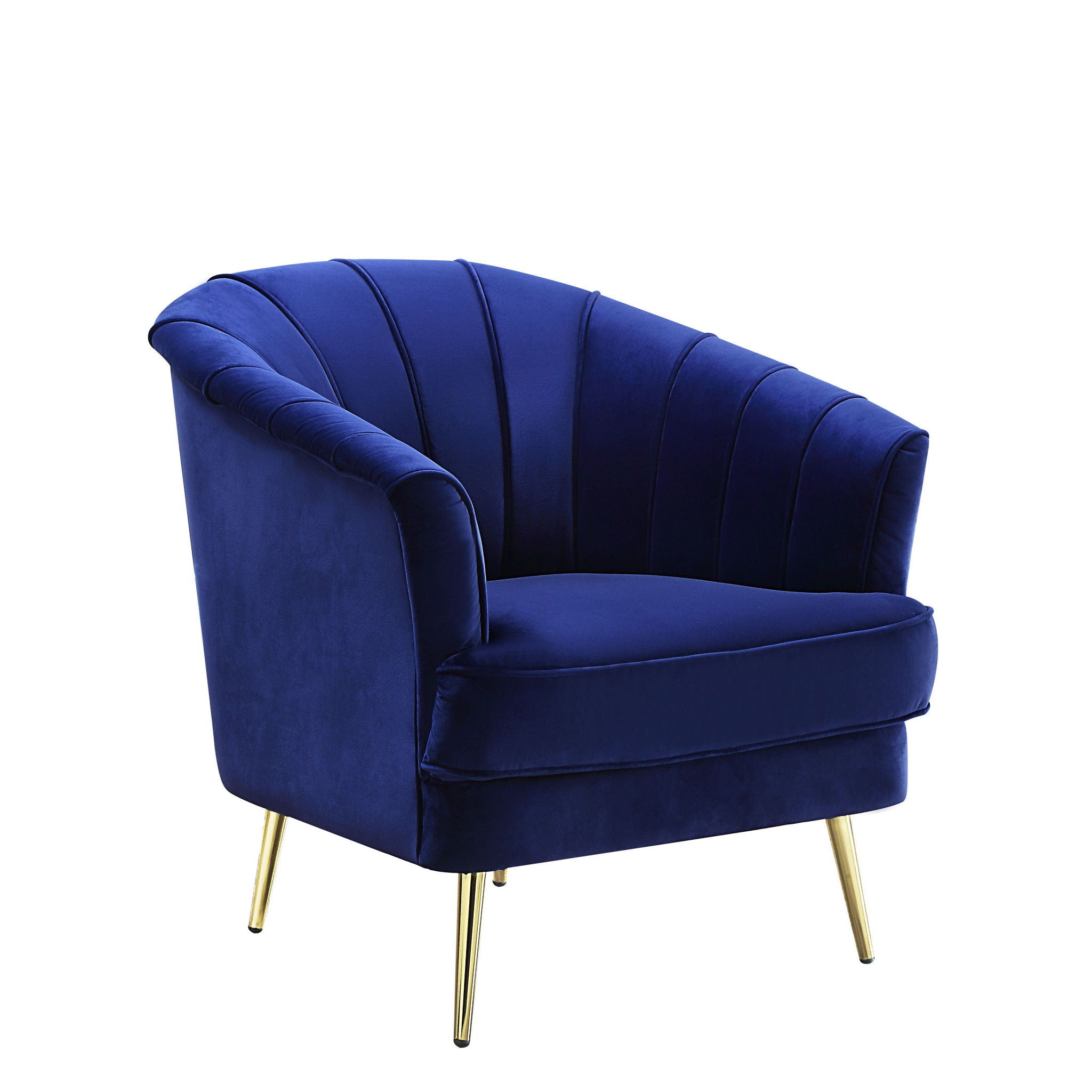 Velvet Striped Barrel Chair - Blue / Gold