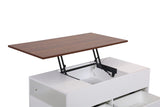 Luna - Coffee Table With Walnut Finish Lift Top, 2 Drawers, And 2 Shelves - White And Brown by Lilola Home | Bel Furniture