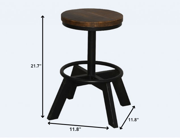 Iron Backless Bar Chair - Brown / Black