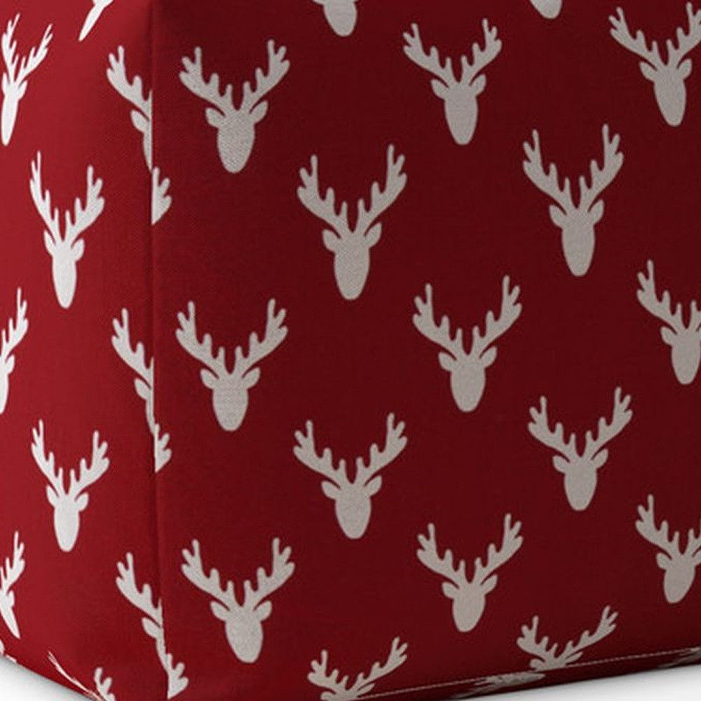 Cotton Stag, Pouf Ottoman - Red / White