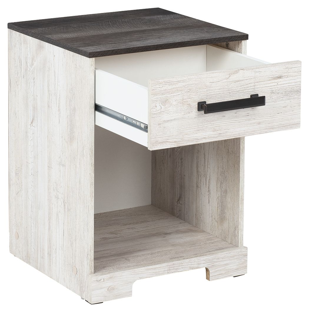 Shawburn - Whitewash / Charcoal Gray - One Drawer Night Stand by Signature Design by Ashley® | Bel Furniture