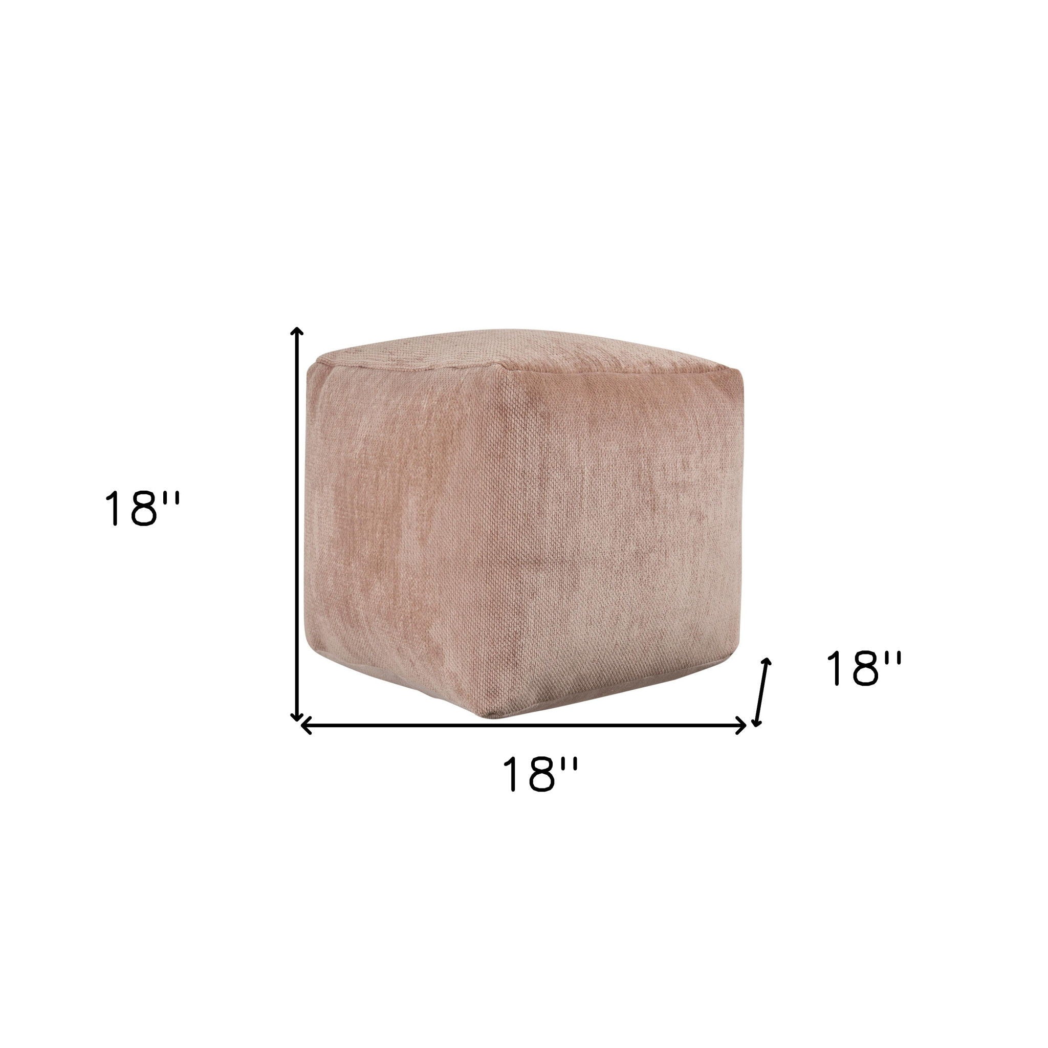 Chenille Cube Pouf Ottoman - Beige