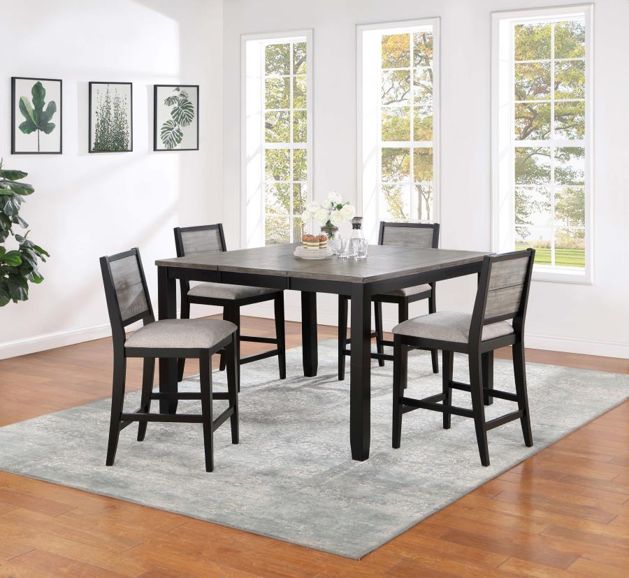 Elodie - 5 Piece Extension Leaf Counter Dining Set Black - Gray