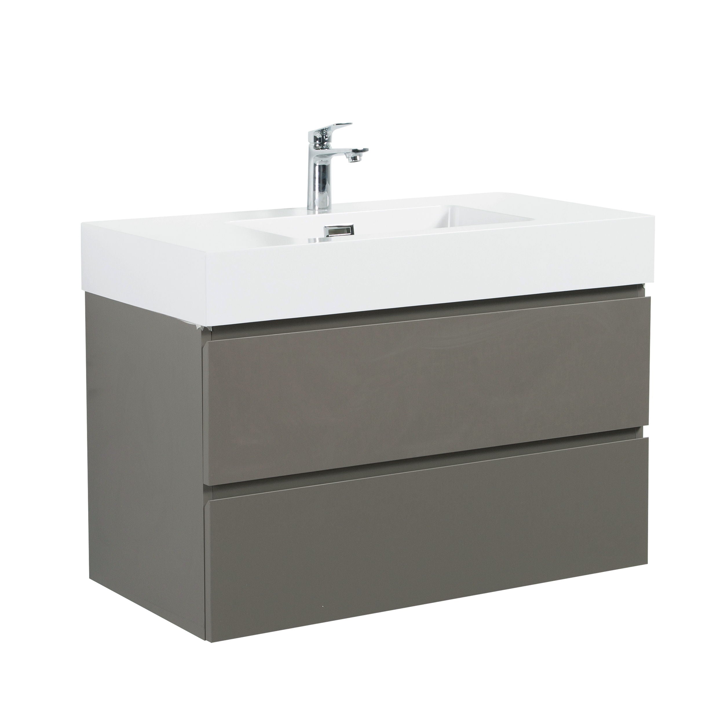 Alice - Bathroom Vanity With Sink, Large Storage Wall Mounted Floating Bathroom Vanity For Modern Bathroom, One-Piece Sink Basin Without Drain And Faucet