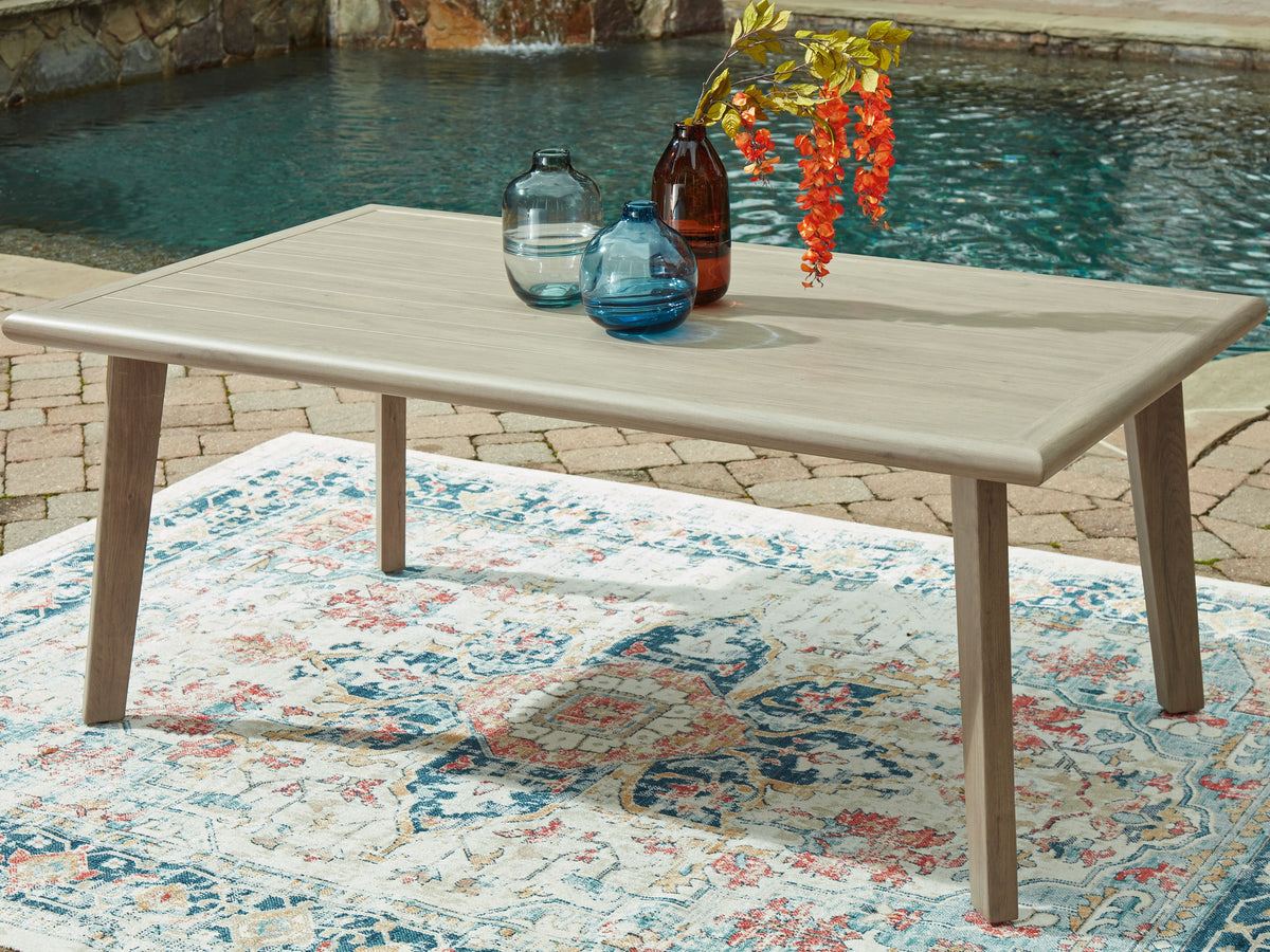 Cliff Trails - Beige - Rectangle Dining Table With Umbrella Option by Signature Design by Ashley® | Bel Furniture