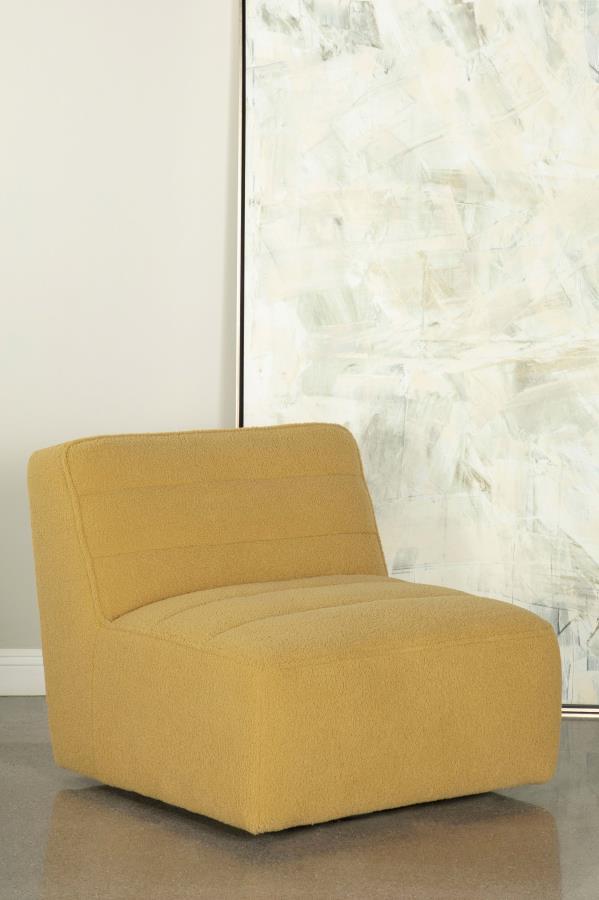 Cobie - Upholstered Armless Swivel Chair - Mustard