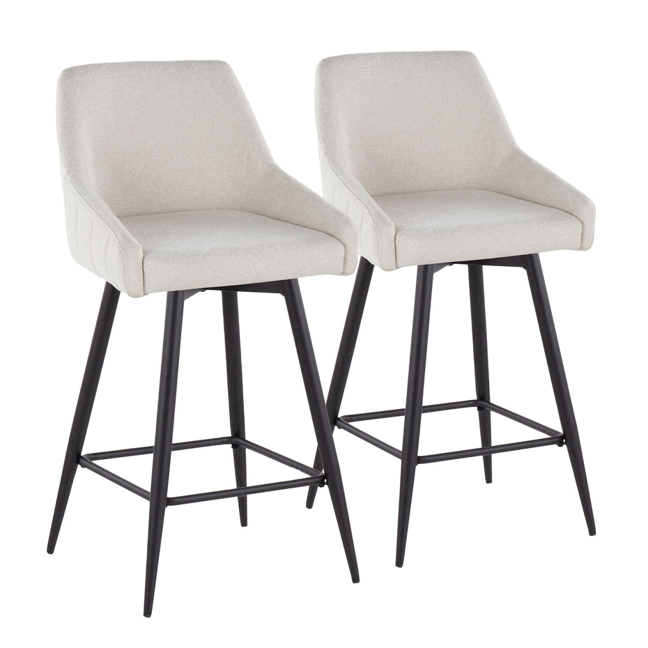 Hannah - Transitional Fixed Height Counter Stool With Swivel With Square Footrest (Set of 2)